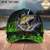Maxcorners Neon Green Flame Thunder Fishing Cap Personalized Name 3D Cap