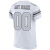 Maxcorners Custom White Silver-Black Mesh Authentic Football Jersey LM2605