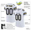 Maxcorners Custom White Navy-Old Gold Mesh Authentic Football Jersey LM2605