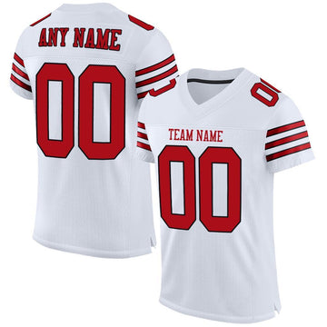 Maxcorners Custom White Red-Black Mesh Authentic Football Jersey LM2605
