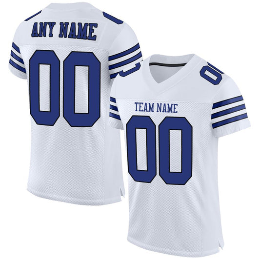 Maxcorners Custom White Royal-Black Mesh Authentic Football Jersey LM2605