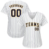 Maxcorners Custom White Navy Pinstripe Navy-Gold Authentic Baseball Jersey LM2605