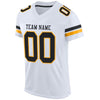 Maxcorners Custom White Black-Gold Mesh Authentic Football Jersey LM2605