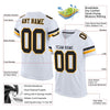Maxcorners Custom White Black-Gold Mesh Authentic Football Jersey LM2605