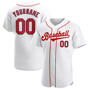 Maxcorners Custom White Red-Navy Modern Authentic Baseball Jersey LM2605