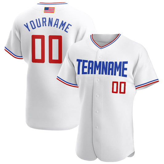 Maxcorners Custom Powder Blue White-Red Premium American Flag Fashion Baseball Jersey LM0210