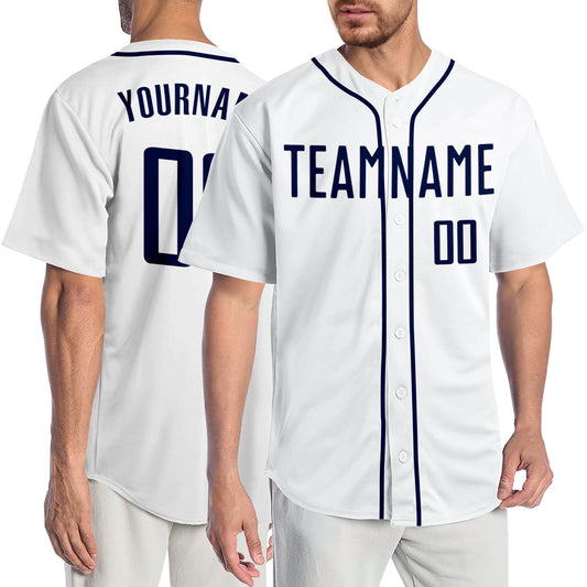 Maxcorners Custom White Navy Authentic Baseball Jersey LM2605