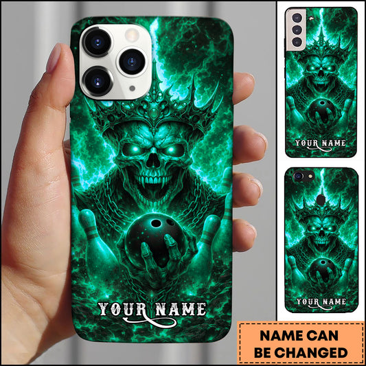 Maxcorners Fire Skull King Bowling Inferno Dark Art Multicolor Options Personalized Name 3D Phonecase