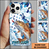 Maxcorners Fishing Star Camo Water Splash Art Personalized Name Phone Case (10 Fish Species)