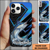Maxcorners Fishing Electric Blue Arrow Pattern Splash Personalized Name Phone Case (10 Fish Species)
