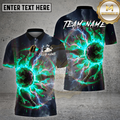 Maxcorners Bowling Fire Lightning Strike Explosion Graphic Multi Options Personalized Name, Team Name 3D Shirt