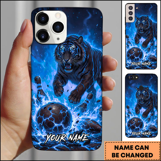 Maxcorners Flaming Tiger Bowling Strike Lava Ball Explosion Multicolor Options Personalized Name 3D Phonecase