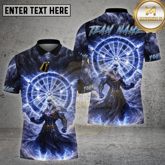 Maxcorners Darts Shirt Ice Thunder Blue Storm Warrior Multicolor Options Personalized Name, Team Name 3D Shirt (4 Colors)