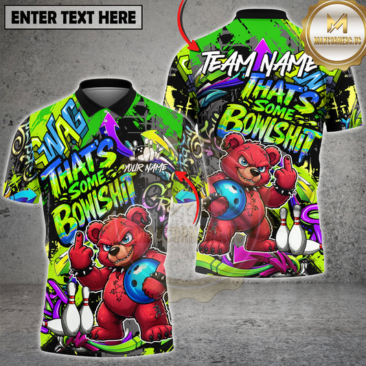 Maxcorners Bowling Graffiti Bear Street Style Rebel Neon Design Multioptions Personalized Name, Team Name 3D Shirt