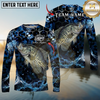 Maxcorners  Fishing Hexagon Water Splash Personalized Name, Team Name Long Sleeve Shirt (9 Fish Species)