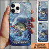 Maxcorners Fishing Ocean Wave Patriotic Camouflage Personalized Name Phone Case (10 Fish Species)