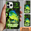 Maxcorners Fishing Green Flame Splash Golden Line Personalized Name 3D Phone Case (10 Fish Species)