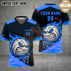 Maxcorners Volleyball Fireball Angry Cartoon Graphic Multicolor Options Personalized 3D V-neck T-Shirt