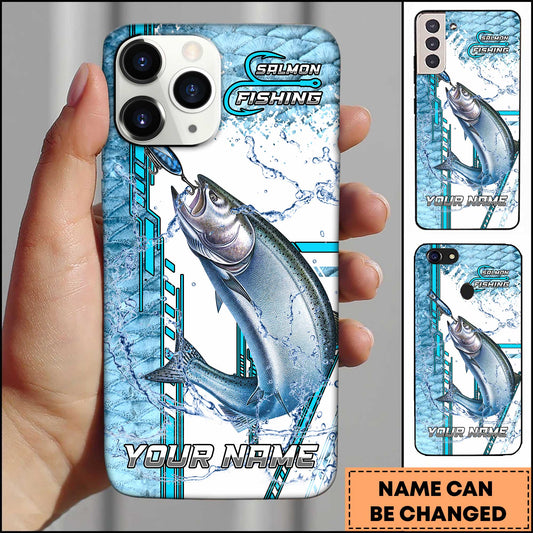 Maxcorners Salmon Fishing Phone Case Lure Strike Action Sport Style Personalized Name 3D Phone Case