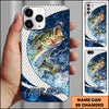 Maxcorners Fishing Phone Case Scale Deep Blue Water Splash Personalized Name 3D Phone Case (10 Fish Species)