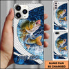 Maxcorners Fishing Phone Case Scale Deep Blue Water Splash Personalized Name 3D Phone Case (10 Fish Species)
