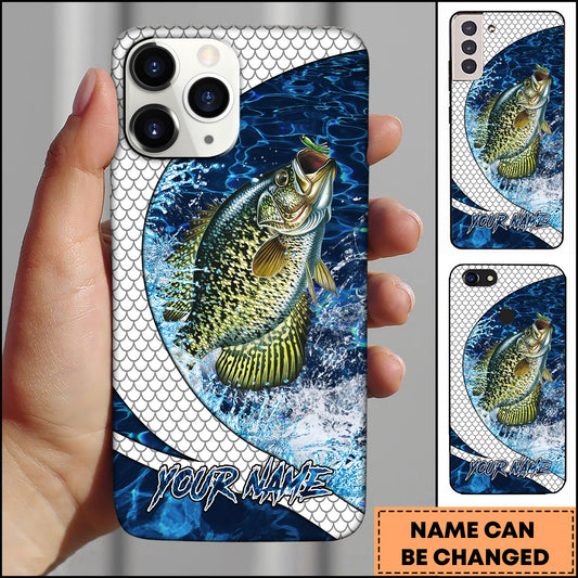 Maxcorners Fishing Phone Case Scale Deep Blue Water Splash Personalized Name 3D Phone Case (10 Fish Species)