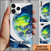 Maxcorners Fishing Phone Case Scale Deep Blue Water Splash Personalized Name 3D Phone Case (10 Fish Species)