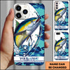 Maxcorners Fishing Phone Case Jumping Blue Camo Water Splash Personalized Name 3D Phone Case (10 Fish Species)