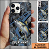 Maxcorners Fishing Dark Hexagon Pattern Dynamic Splash Personalized Name Phone Case (10 Fish Species)