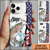 Maxcorners Fishing American Flag Patriotic Water Splash Personalized Name Phone Case (10 Fish Species)