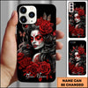 Maxcorners Red Rose Gothic Woman Butterfly Dark Art Multicolor Options Personalized Name 3D Phonecase