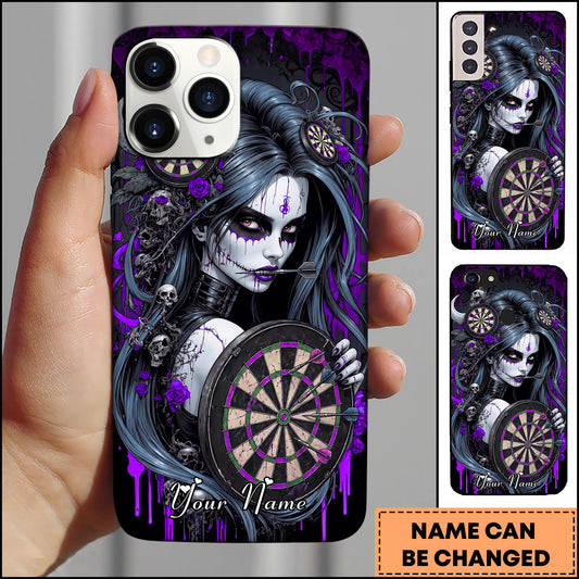 Maxcorners Gothic Dart Girl Skull Dark Fantasy Art Multicolor Options Personalized Name 3D Phonecase