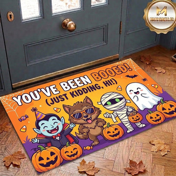 Maxcorners Halloween You Have Been Booed Just Kidding Hi Cute Vampire Werewolf Mummy Ghost Pumpkins 3D Doormat