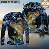 Maxcorners  Fishing Hexagon Water Splash Personalized Name, Team Name Long Sleeve Shirt (9 Fish Species)
