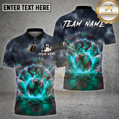 Maxcorners Bowling Flaming Impact Storm Strike Graphic Multi Options Personalized Name, Team Name 3D Shirt