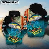 Maxcorners Personalized Name Tuna Fishing Hoodie 3D