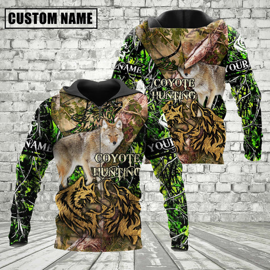 Maxcorners Custom Name Coyote Hunting Camo Style Shirt 3D All Over Printed Clothes