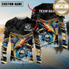 Maxcorners Fishing Black Gold Splash Dynamic Pattern Personalized Name, Team Name Long Sleeve Shirt (9 Breeds)