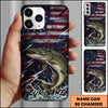 Maxcorners Fishing USA Flag Splash Patriotic Art Personalized Name Phone Case (10 Fish Species)