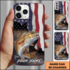 Maxcorners Fishing American Flag Patriotic Splash Personalized Name Phone Case (10 Fish Species)