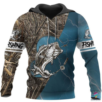 Maxcorners Gift Idea For Fishermans Blue Bass Fishing 3D Shirts