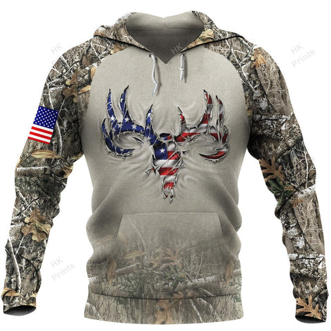 Maxcorners Ripped Deer American Flag Camouflage Hunting Apparels