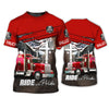 Maxcorners Ride With Pride Red Big Truck T Shirts, Truck Driver Custom Tee Shirt