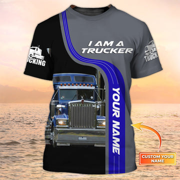 Maxcorners I Am A Trucker Shirt, Trucker Tshirts, Big Truck T Shirts, Truck Driver Custom T-Shirt