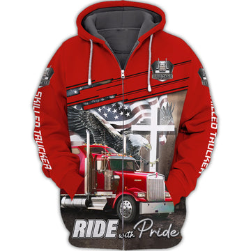 Maxcorners Ride With Pride Trucker 3D All Over Printed Hoodie