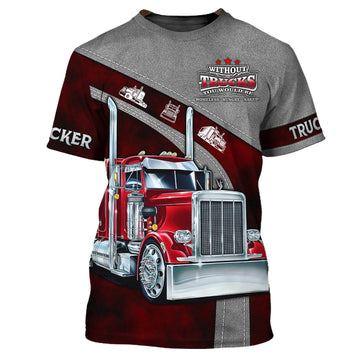 Maxcorners Ride With Pride Red Big Truck T Shirts, Truck Driver Custom Tee Shirt