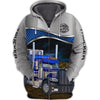 Maxcorners Grey 3D Truckers Shirt Truck Driver Shirts Trucker 3D Hoodie T-Shirt