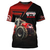 Maxcorners Red & Black 3D Tractor Shirt Truck Driver Personalized Name T-Shirt