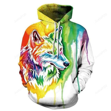 Maxcorners Unisex Rainbow Colour Wolf