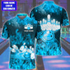 Maxcorners Bowling Flame Pattern Multicolor Customized Name 3D Polo Shirt